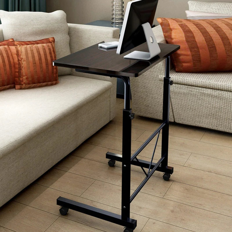 Laptop Table Height Adjustable On Wheels Dark Wood Top