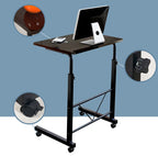 Laptop Table Height Adjustable On Wheels Dark Wood Top