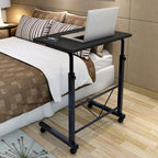 Laptop Table Height Adjustable On Wheels Dark Wood Top