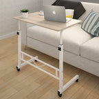 Laptop Table Height-Adjustable Rolling Wheels Wood Top