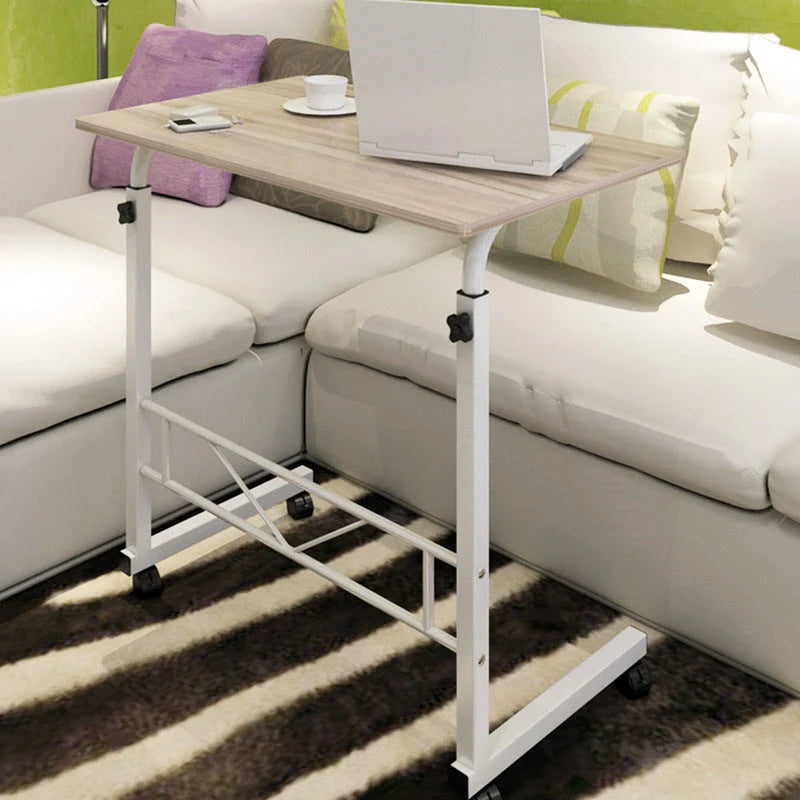 Laptop Table Height-Adjustable Rolling Wheels Wood Top