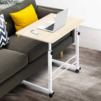 Laptop Table Height-Adjustable Rolling Wheels Wood Top