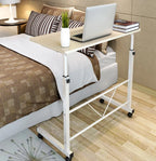 Laptop Table Height-Adjustable Rolling Wheels Wood Top