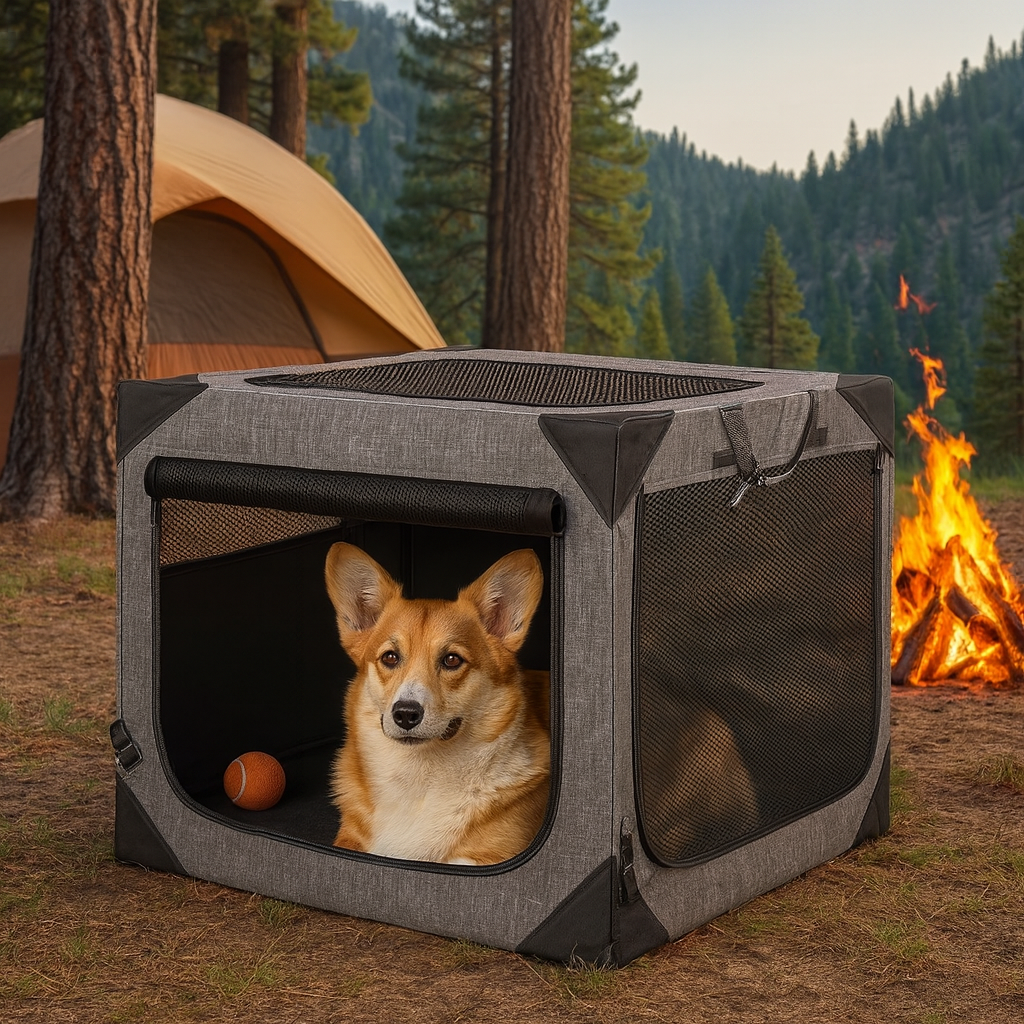 Large Dog Crate Chew-Resistant Fabric & Breathable Mesh