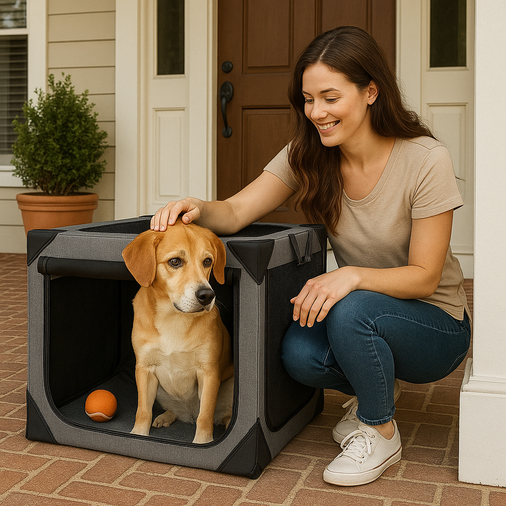 Large Dog Crate Chew-Resistant Fabric & Breathable Mesh