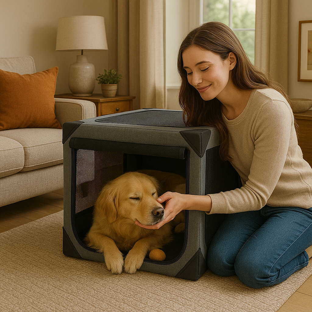 Large Dog Crate Chew-Resistant Fabric & Breathable Mesh