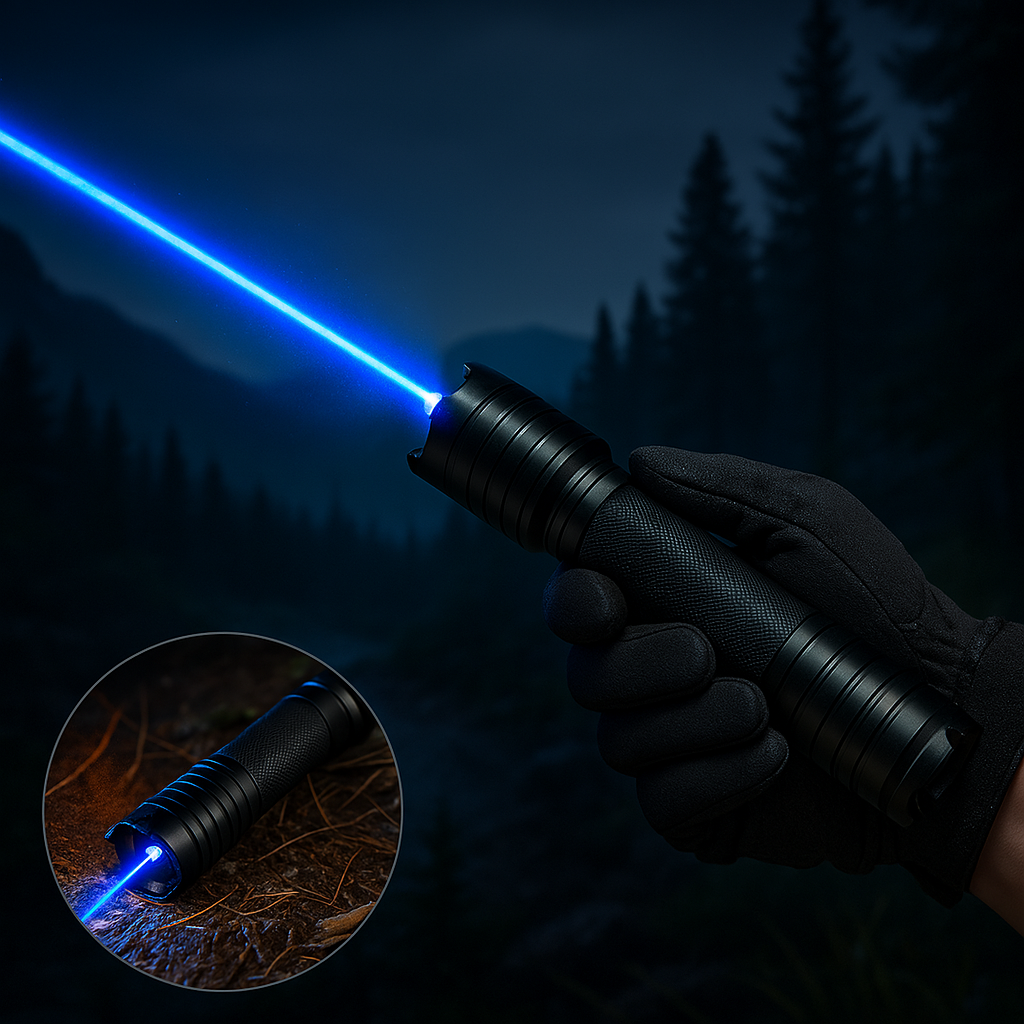 Laser Flashlight Blue Beam & Adjustable Focus Fire Starter