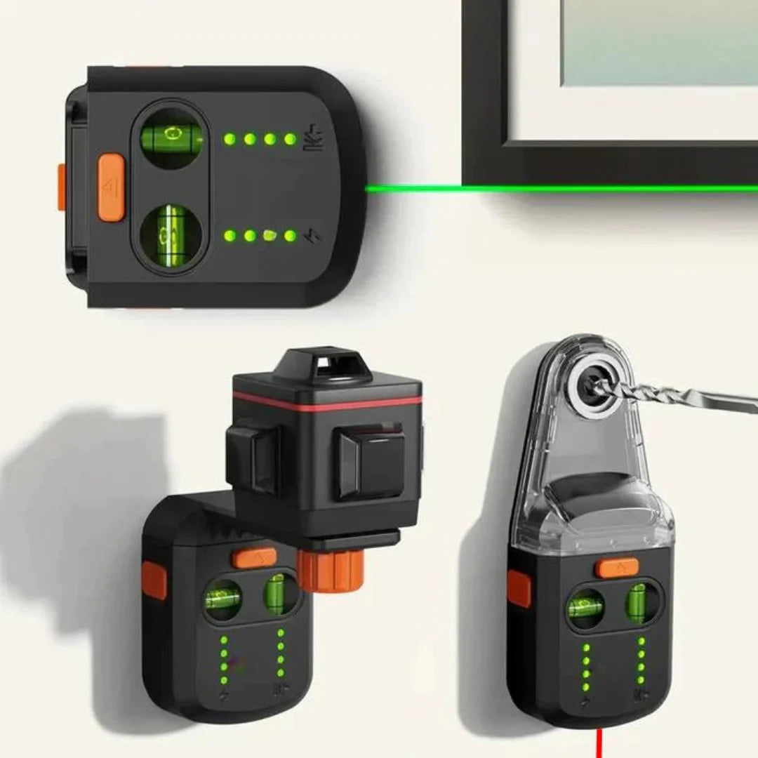 Laser Level Integrated Dust Extraction Rechargeable Wall-Safe Design
