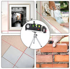 Laser Measurer Crosshair Lines Retractable Tape & Bubble Levels