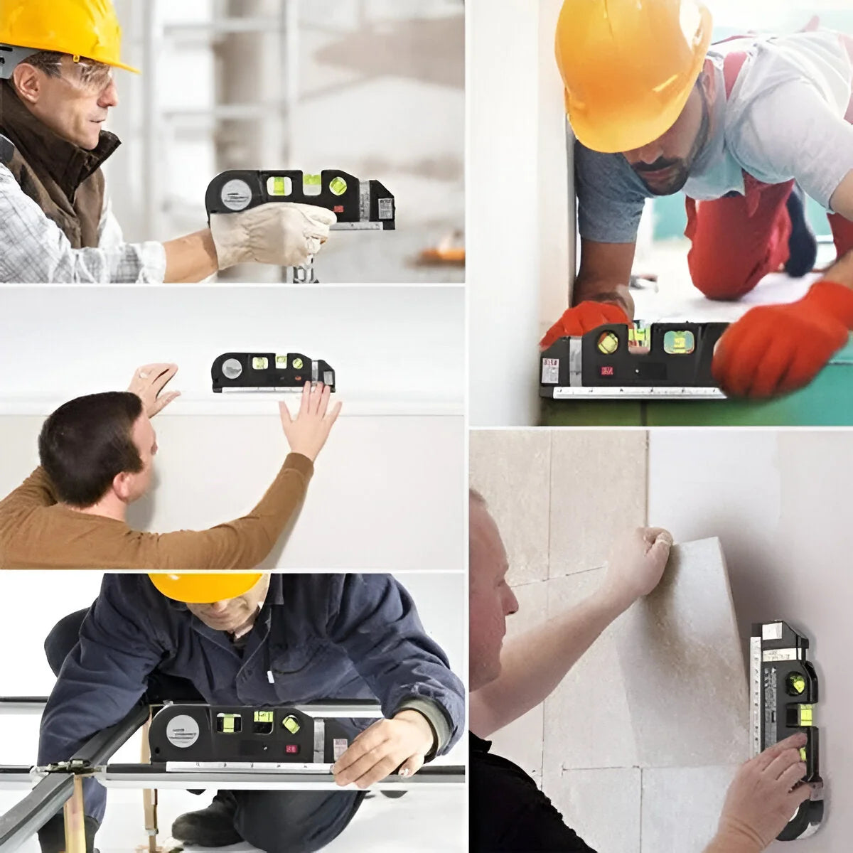 Laser Measurer Crosshair Lines Retractable Tape & Bubble Levels