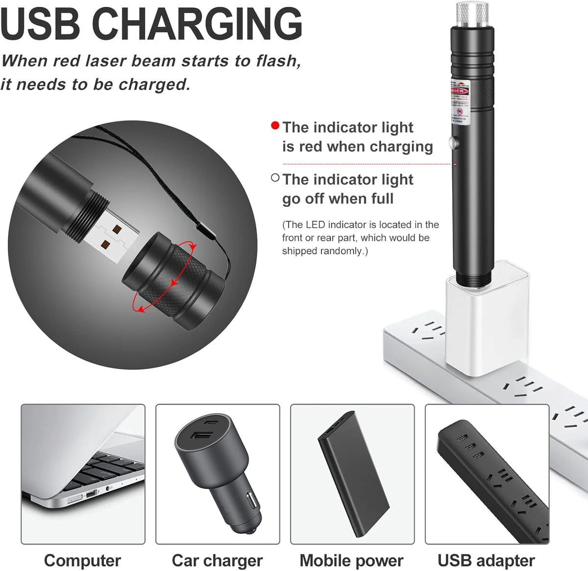 Laser Pointer Dual-Mode Starry & Focused USB Rechargeable