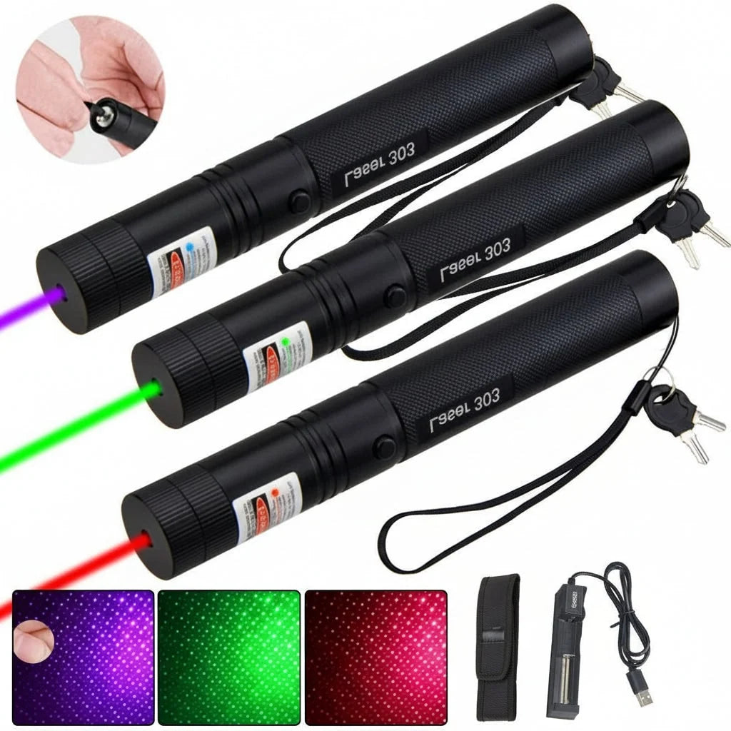 Laser Pointer Pen Rechargeable Adjustable Beam & Flashlight