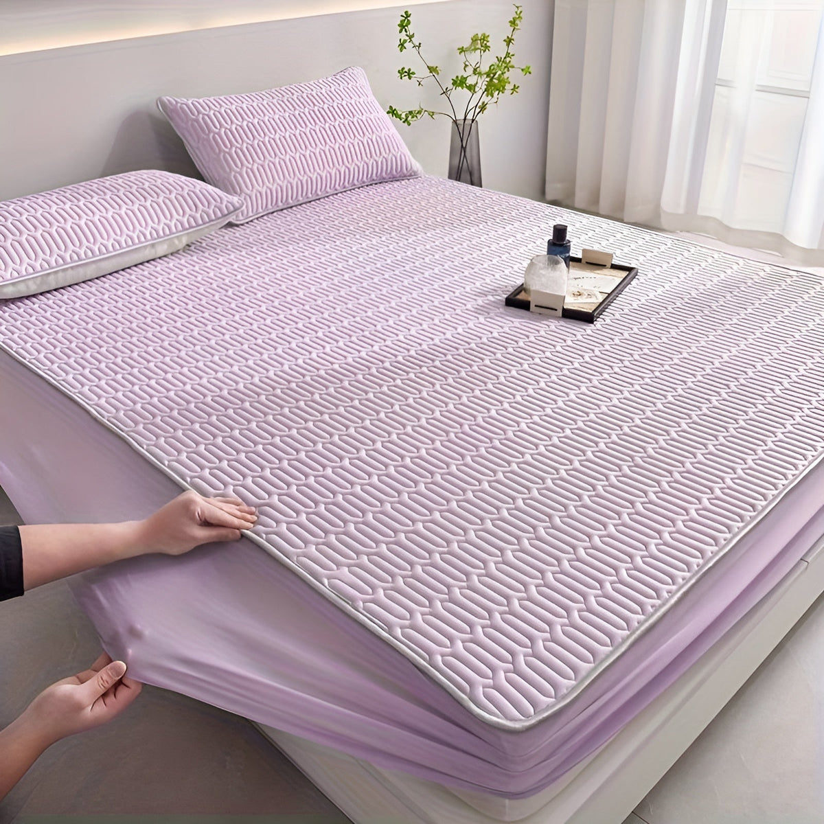 Latex Mattress Topper Set Cooling & Pressure-Relieving Includes Pillowcases