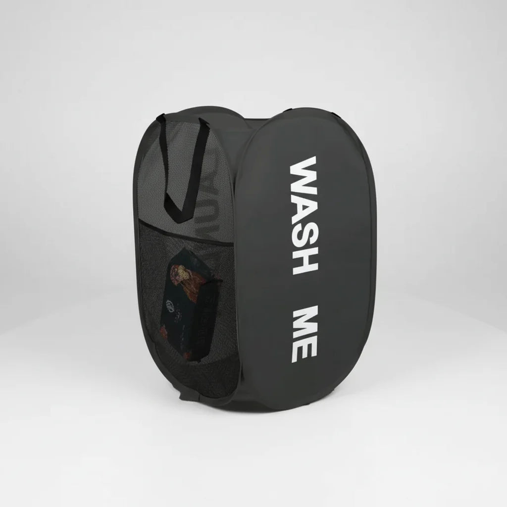 Laundry Basket Collapsible Breathable Mesh With Side Pockets