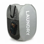 Laundry Basket Collapsible Breathable Mesh With Side Pockets