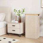Laundry Basket Foldable 100L Breathable Polyester & Bamboo Handles