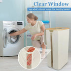 Laundry Basket Foldable 100L Breathable Polyester & Bamboo Handles