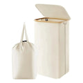 Laundry Basket Foldable 100L Breathable Polyester & Bamboo Handles