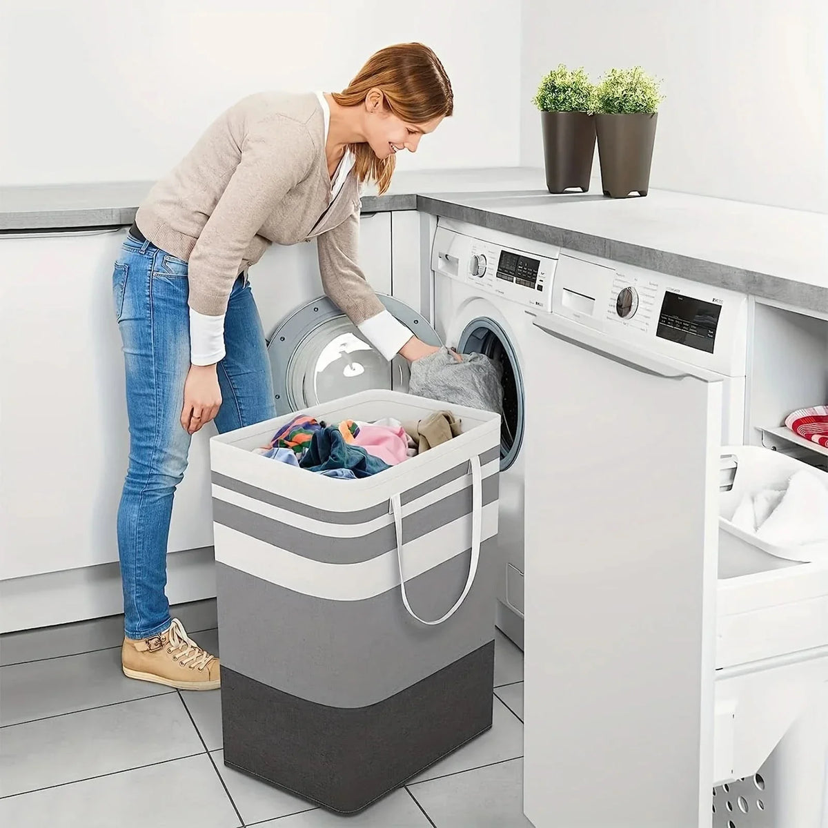 Laundry Basket Foldable Polyester Large Capacity
