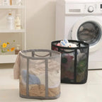 Laundry Basket Foldable Ventilated Nylon Mesh Hanging Loop