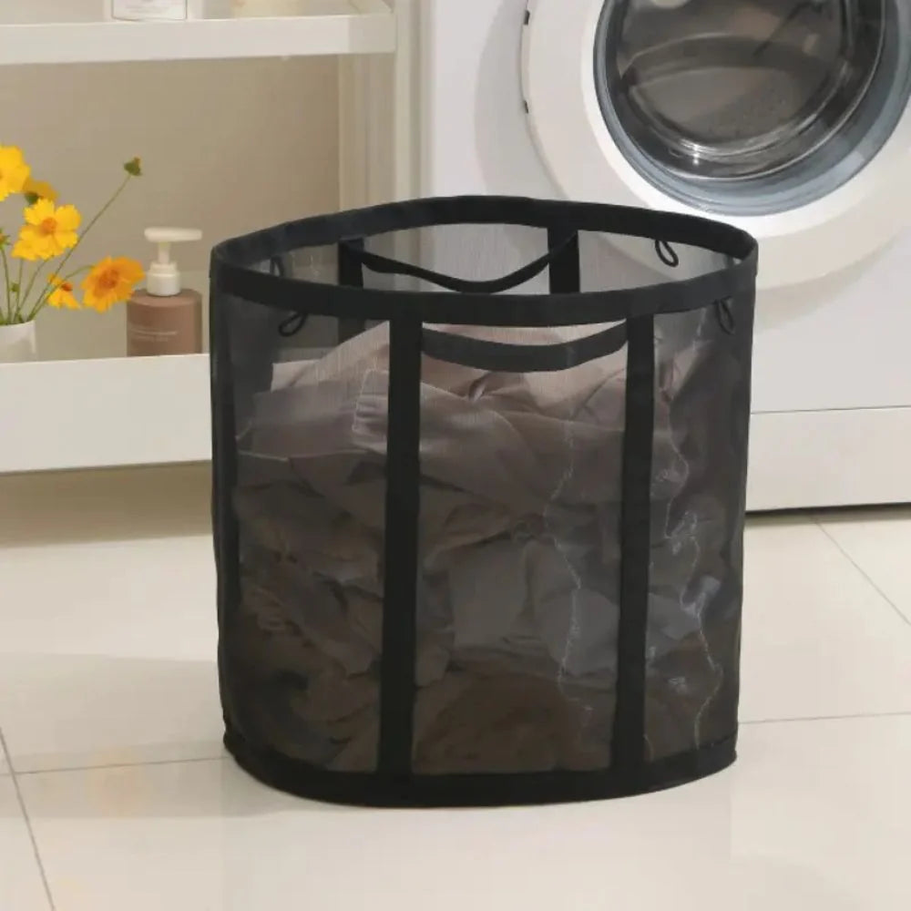 Laundry Basket Foldable Ventilated Nylon Mesh Hanging Loop