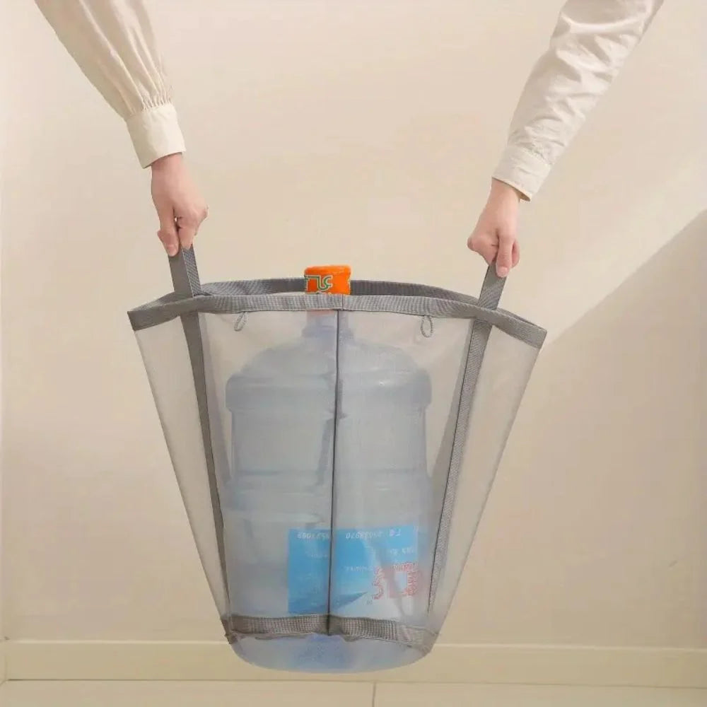 Laundry Basket Foldable Ventilated Nylon Mesh Hanging Loop