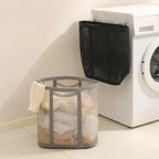 Laundry Basket Foldable Ventilated Nylon Mesh Hanging Loop