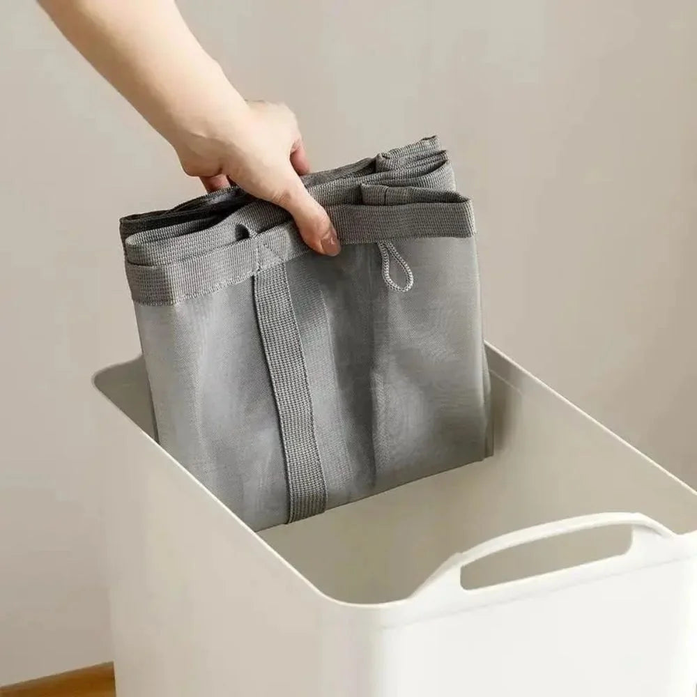 Laundry Basket Foldable Ventilated Nylon Mesh Hanging Loop