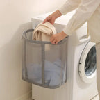 Laundry Basket Foldable Ventilated Nylon Mesh Hanging Loop