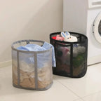 Laundry Basket Foldable Ventilated Nylon Mesh Hanging Loop