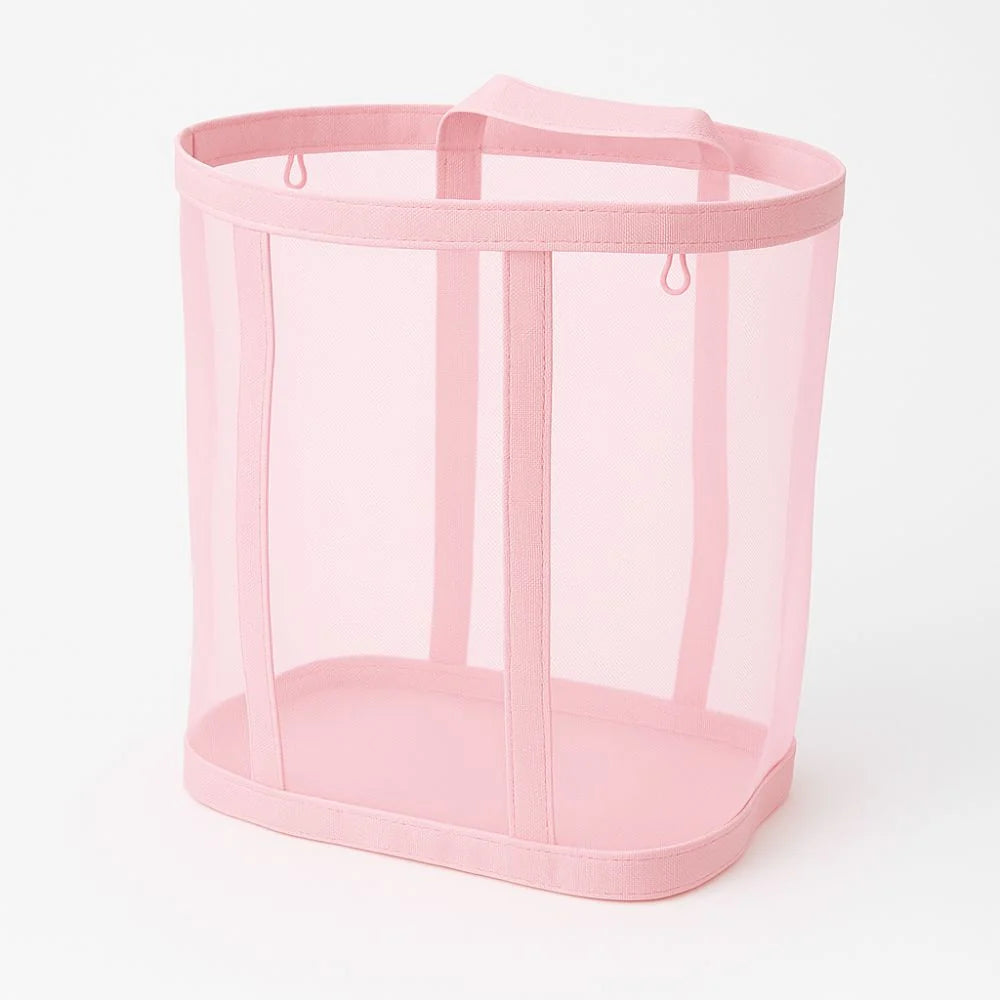 Laundry Basket Foldable Ventilated Nylon Mesh Hanging Loop