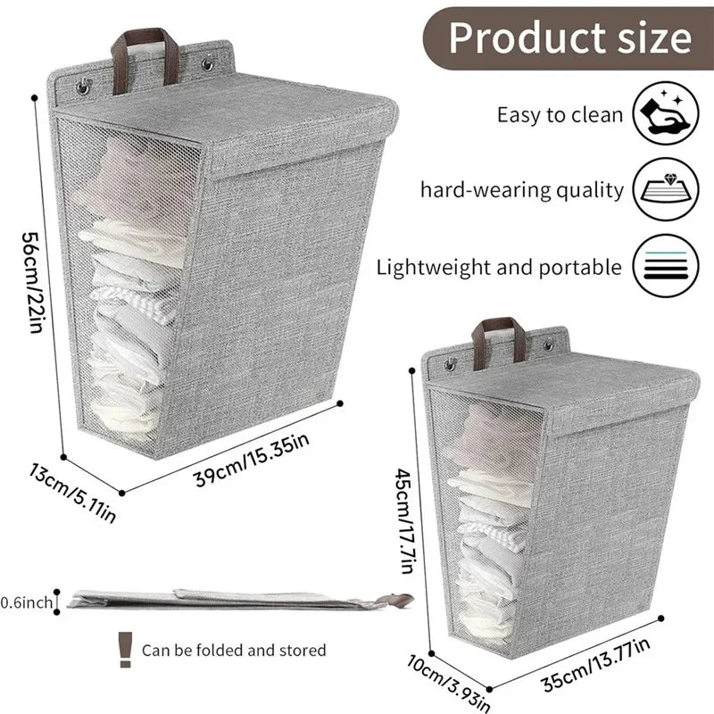 Laundry Basket Foldable Wall-Mounted Self-Adhesive