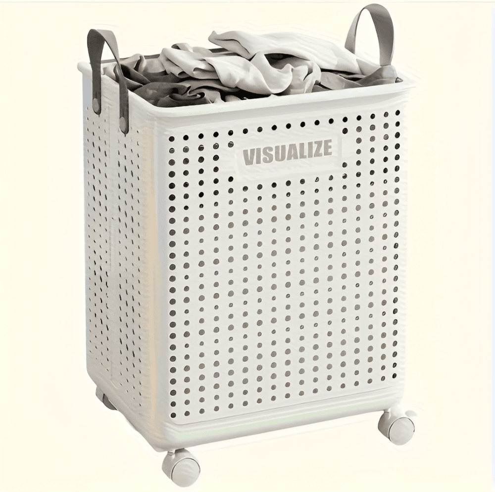 Laundry Basket Foldable Wheeled Durable Polypropylene
