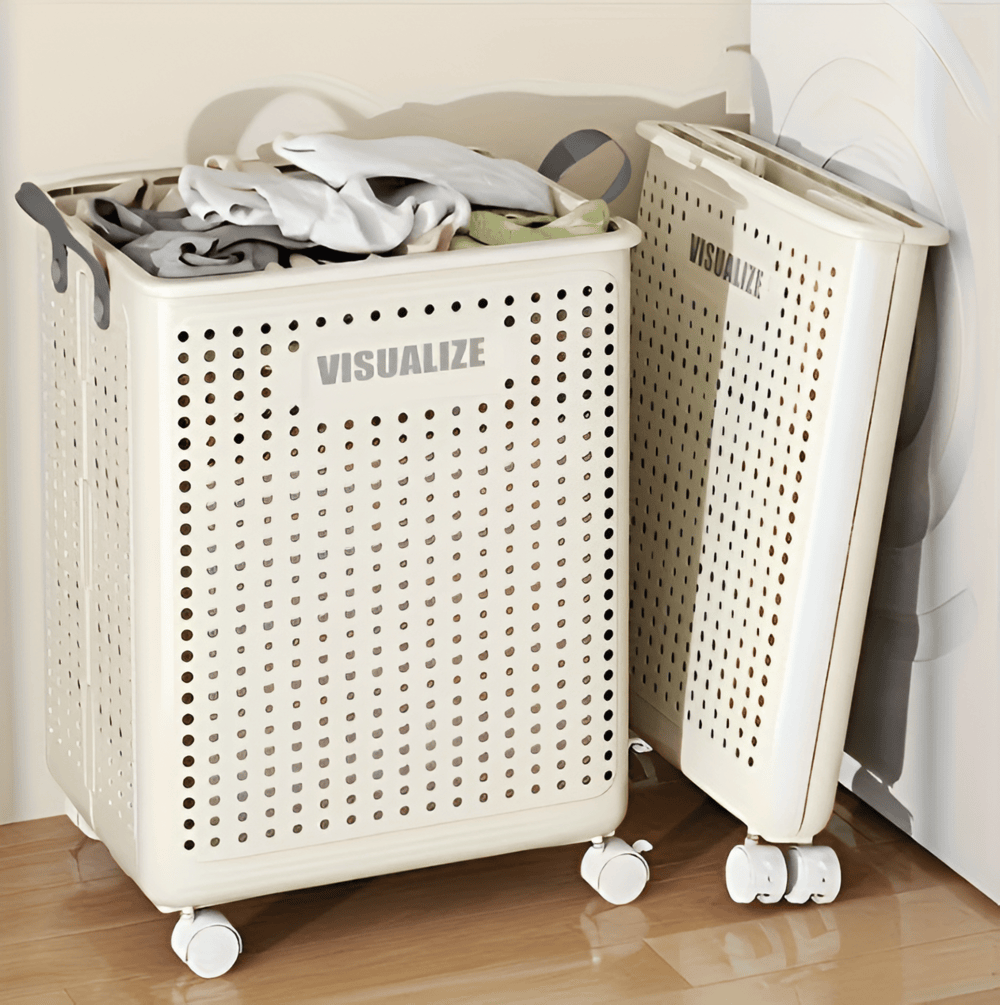 Laundry Basket Foldable Wheeled Durable Polypropylene