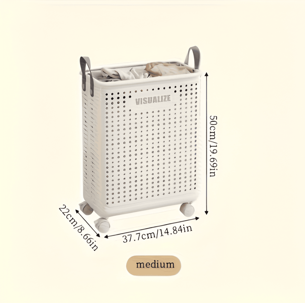 Laundry Basket Foldable Wheeled Durable Polypropylene