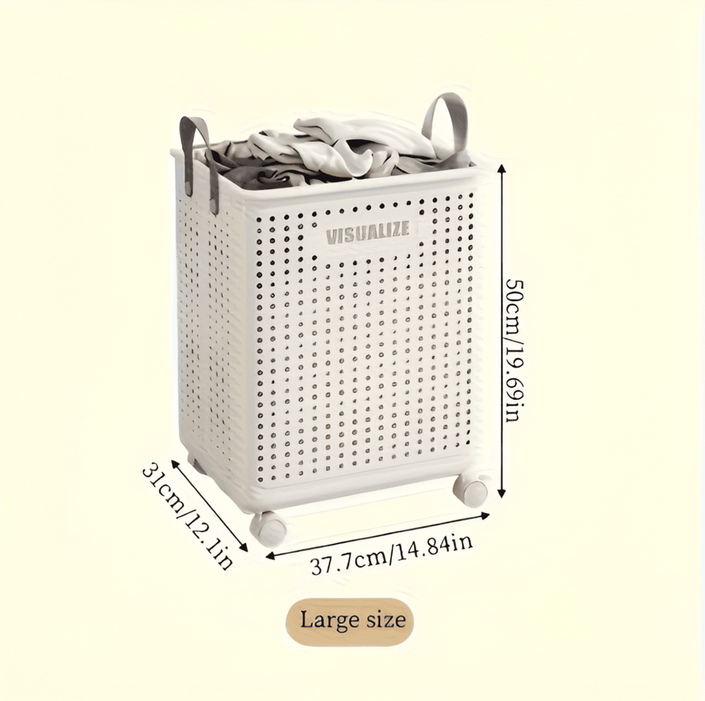 Laundry Basket Foldable Wheeled Durable Polypropylene
