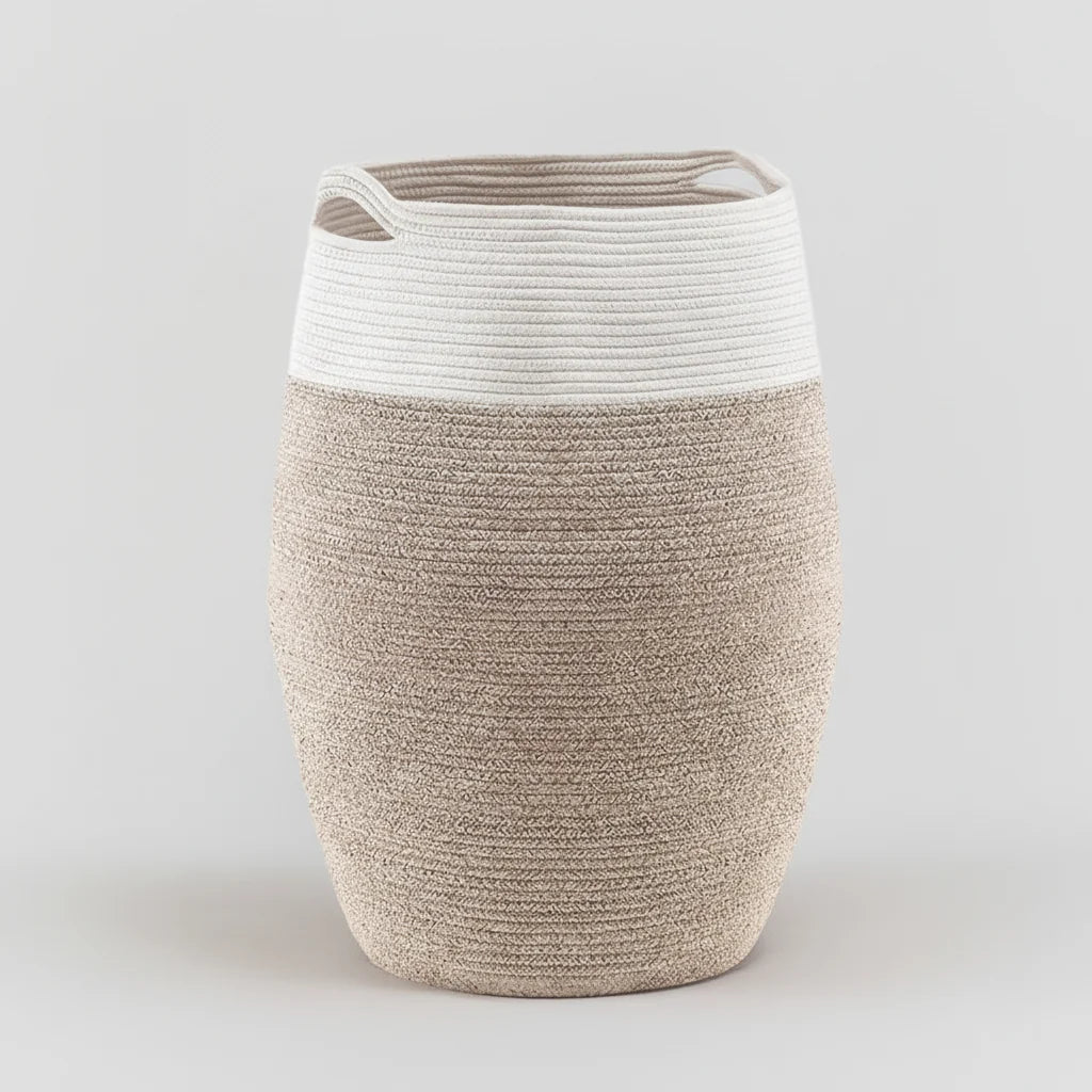 Laundry Basket Large Woven Breathable With Integrated Handles