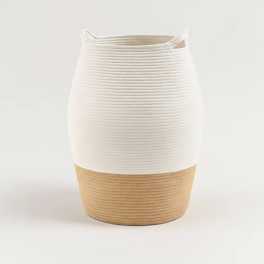 Laundry Basket Large Woven Breathable With Integrated Handles