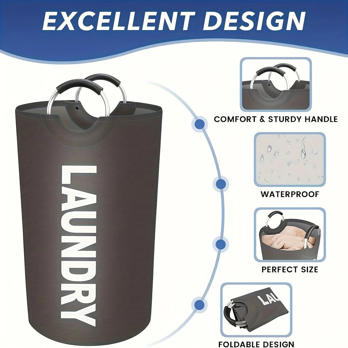 Laundry Basket Padded & Waterproof Foldable