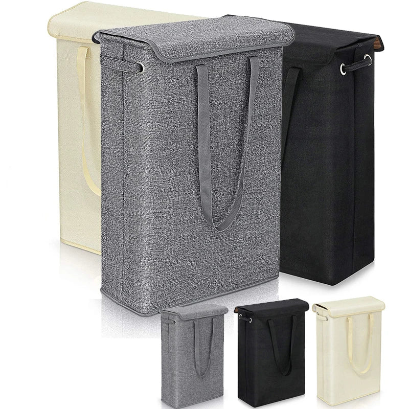 Laundry Basket Slim 45L Lid & Side Handles