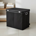 Laundry Basket Triple-Compartment Collapsible With Lid