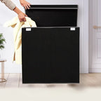 Laundry Basket Triple-Compartment Collapsible With Lid