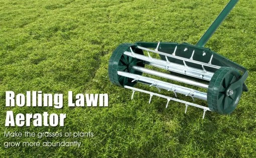 Lawn Aerator Push-Style Rolling Spikes 18 Inch