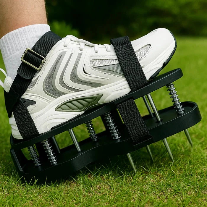 Lawn Aerator Shoes Metal Spike Tines & Adjustable Straps