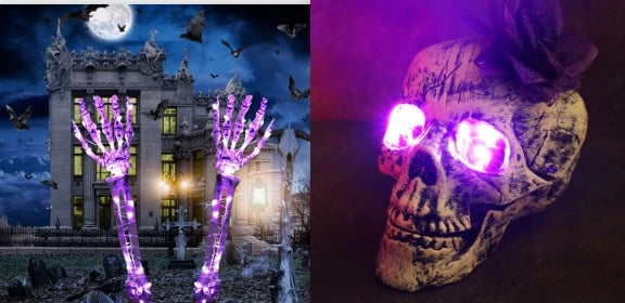 Lawn Stakes LED Skull Lights Battery-Operated