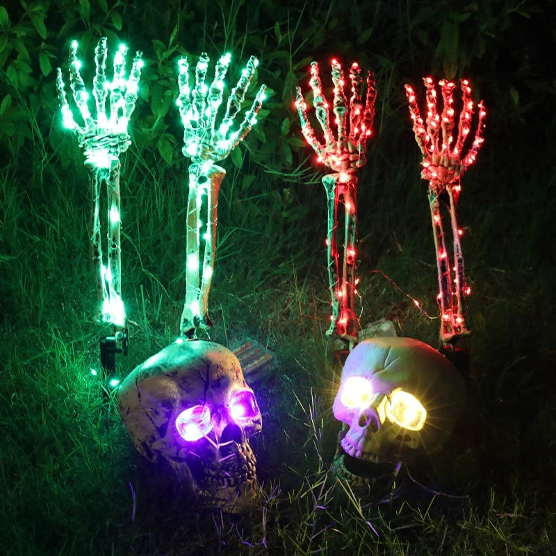 Lawn Stakes LED Skull Lights Battery-Operated