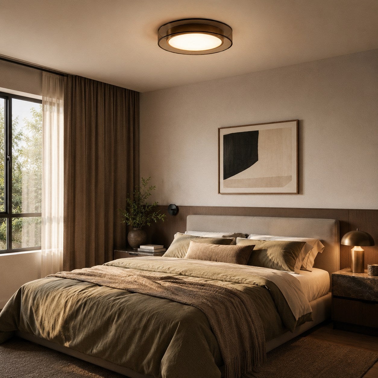 Layered Glass Color-Adjustable LED Flush Mount Ceiling Light (Remote Control)