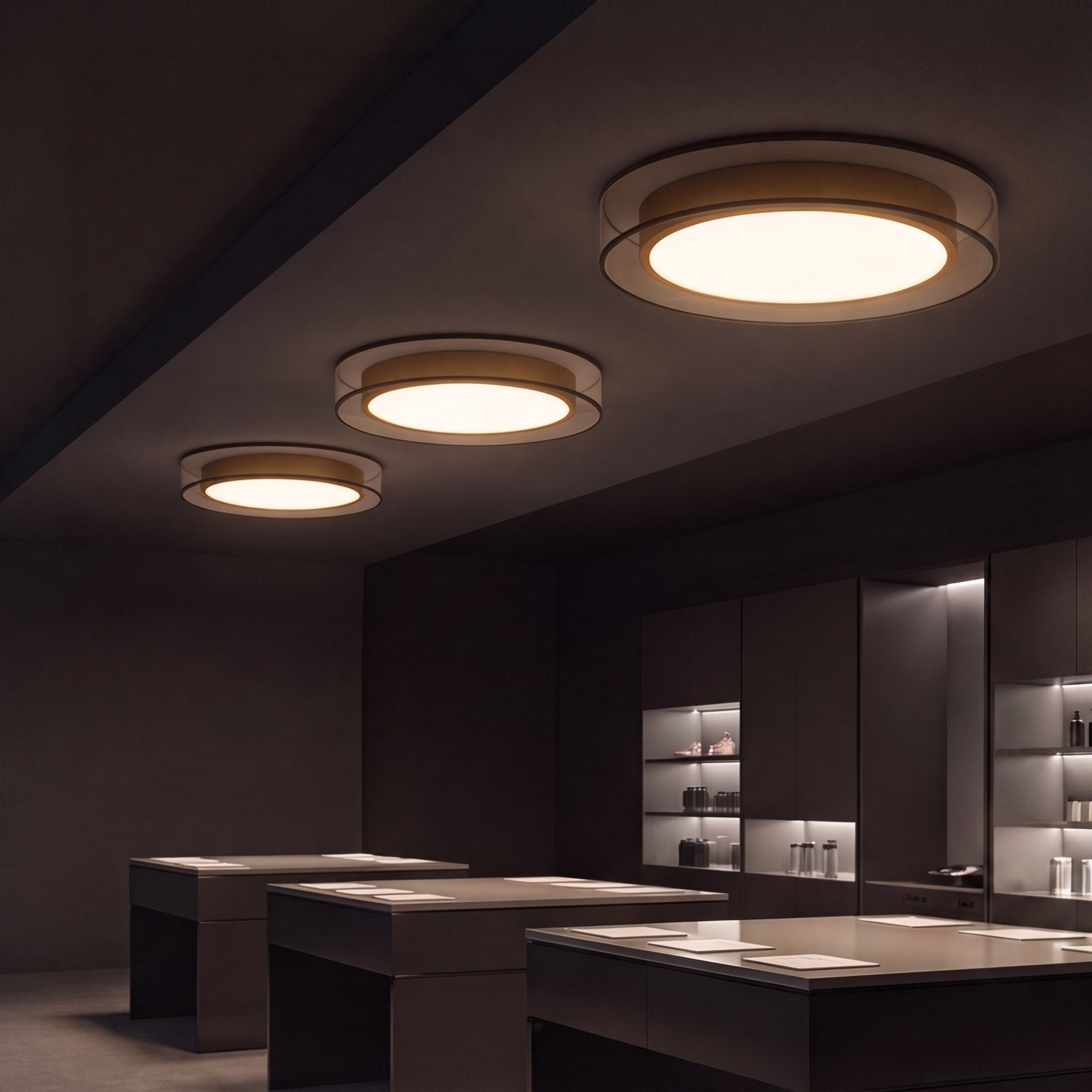 Layered Glass Color-Adjustable LED Flush Mount Ceiling Light (Remote Control)