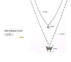 Layered Necklace Hypoallergenic Silver Butterfly Pendant & Crystal Accent