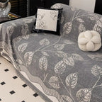 Leaf-Pattern Chenille Anti-Slip Sofa Cover